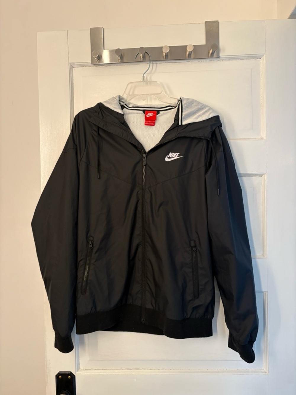 Nike Black Hooded Windbreaker with Contrast Lining